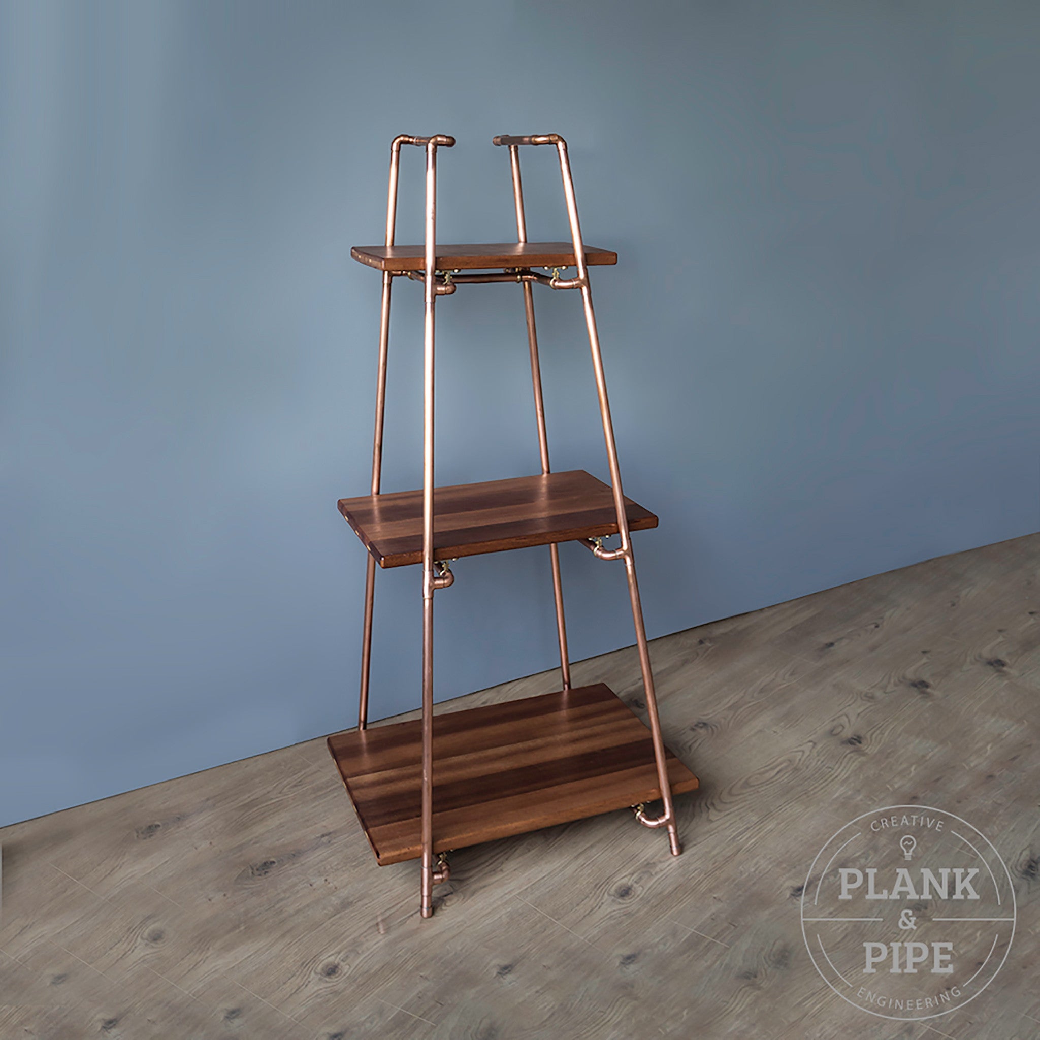 Copper Pipe Freestanding Pyramid Shelves – Plank & Pipe